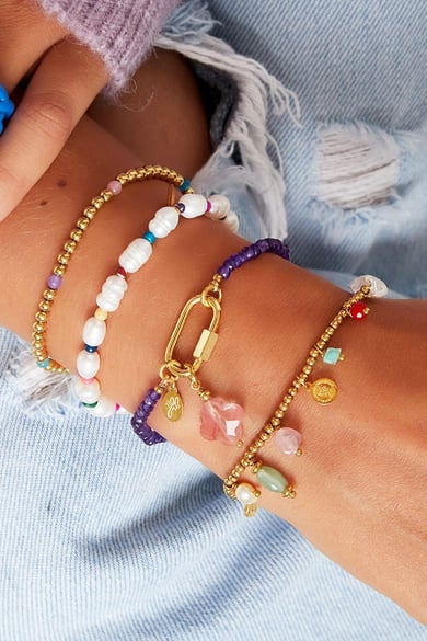 Pulsera con cierre mosquetón Morado Stone h5 Imagen3